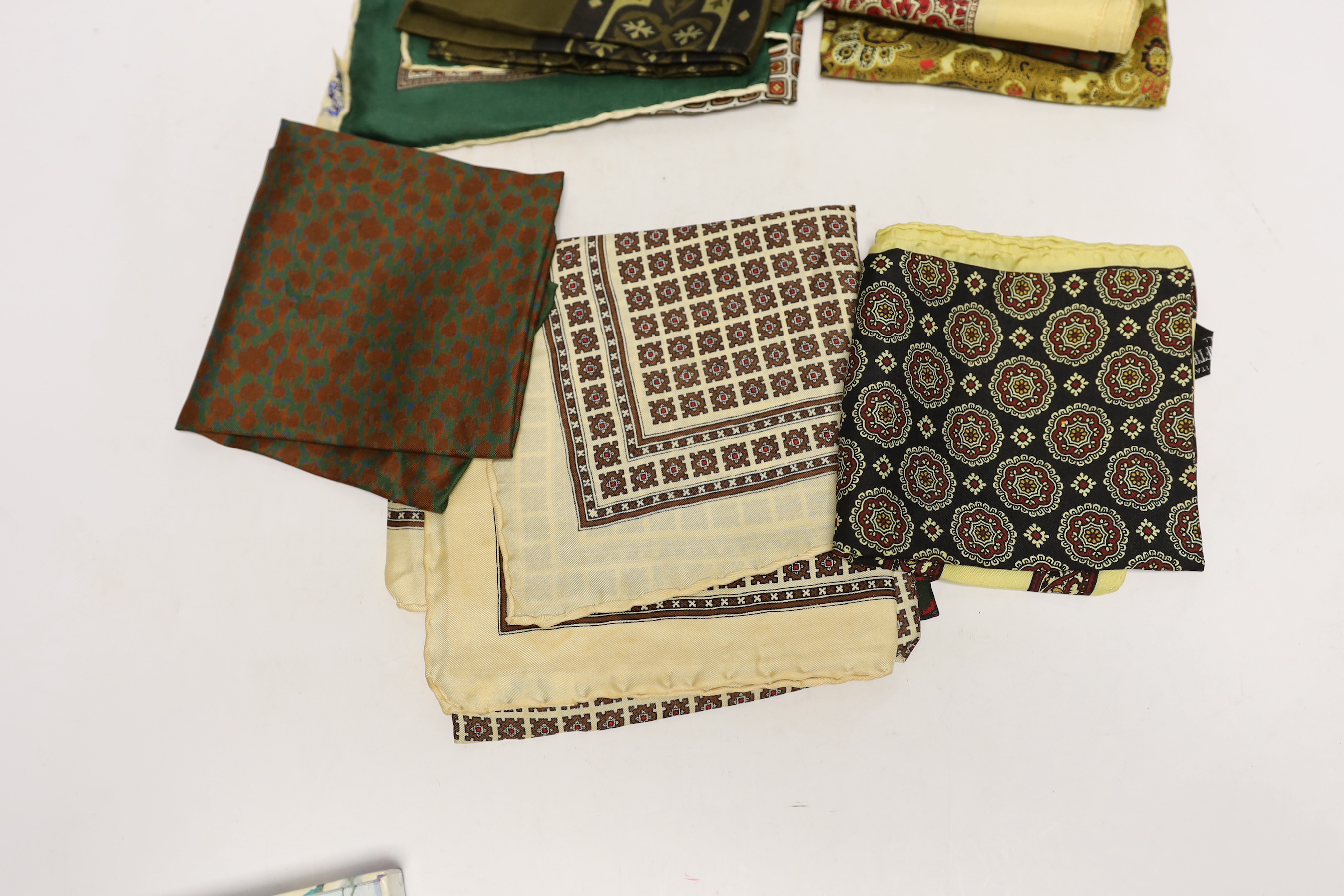 Nine Liberty silk printed gentlemen’s kerchiefs